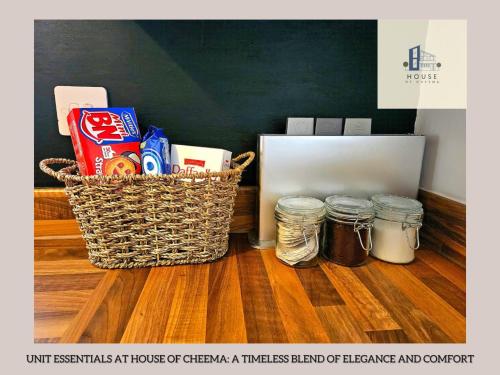 a basket of food and drinks sitting on the floor at Modern 3BR 3 Bath Group Offers in Seacroft