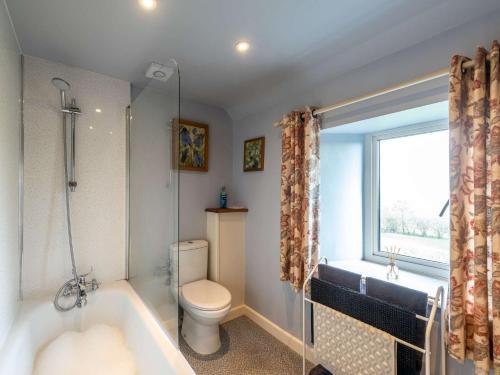 baño con bañera, aseo y ventana en 1 Bed in Knighton 51897, en Beguildy