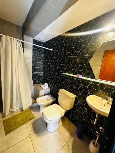 a bathroom with a toilet and a sink at El olivo departamentos in San Salvador de Jujuy