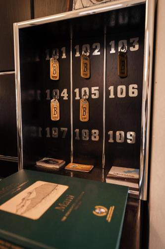 a machine with numbers on it sitting on a table at La Boheme Hotel in Gythio