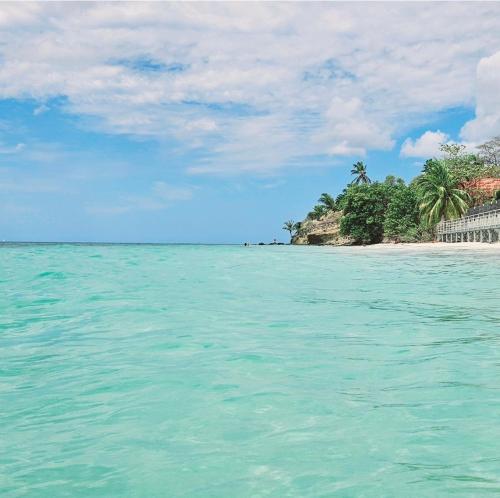 a view of an island in the middle of the ocean at Ti Oasis SEAVIEW, Studio Vue Mer à 150m de la plage in Corps de Garde