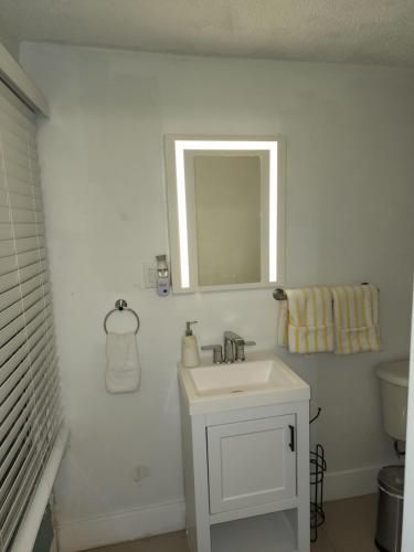 a white bathroom with a sink and a mirror at 1161 Studio 2 Miami in Tamiami
