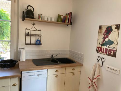 a kitchen with a sink and a counter at Gite Les 3M in Baugy