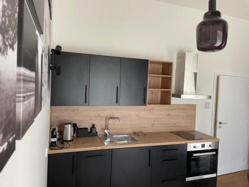 Kuchyň nebo kuchyňský kout v ubytování Apartmány Javorná