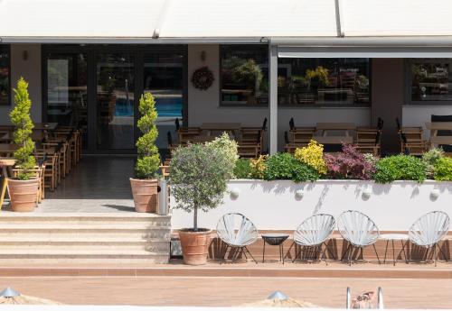 Un jardín fuera de Hotel Simeon