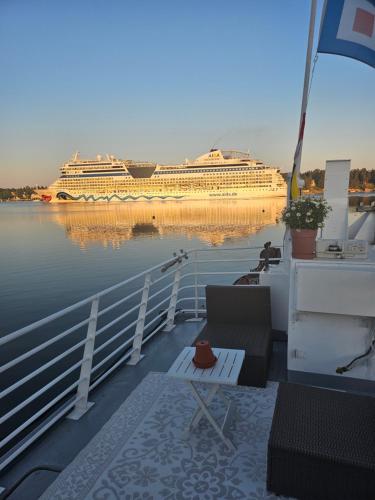a cruise ship on the water with a cruise ship at M/S Furusund in Furusund