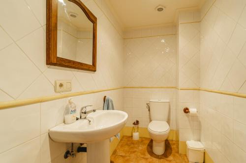 un baño con lavabo e inodoro en La Pedraja de Atapuerca, en Galarde