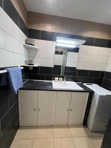 une petite salle de bain avec un lavabo et des toilettes dans l'établissement Résidence Libertà - T4 spacieux, calme, lumineux, centre ville, loggia et balcon, à Calvi