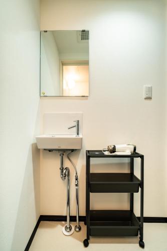 a bathroom with a sink and a mirror at 66, Omori-Nishi, Entire house for rent, 大森西 in Tokyo