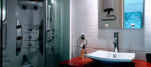 une salle de bain avec un lavabo et une douche dans l'établissement Proche Palais des Papes, à Avignon