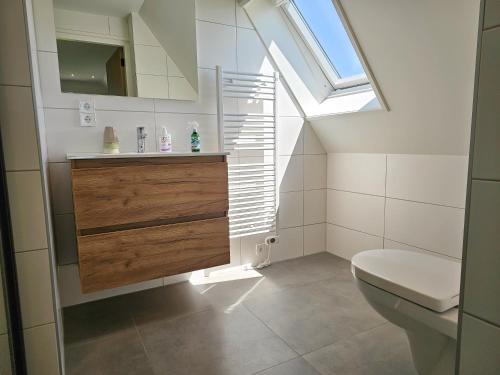 baño con lavabo y aseo con tragaluz en Appartement 'Advenco' AK07 Aagtekerke, en Aagtekerke