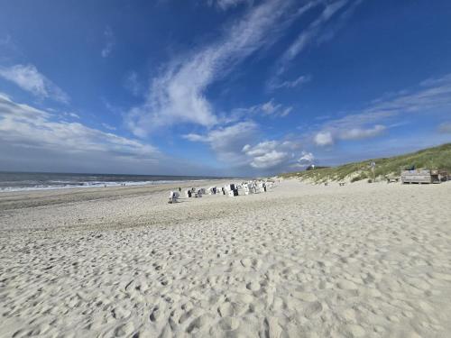 a group of people standing on a beach at Ferienhaus Cäcilienhof Ost in Kampen