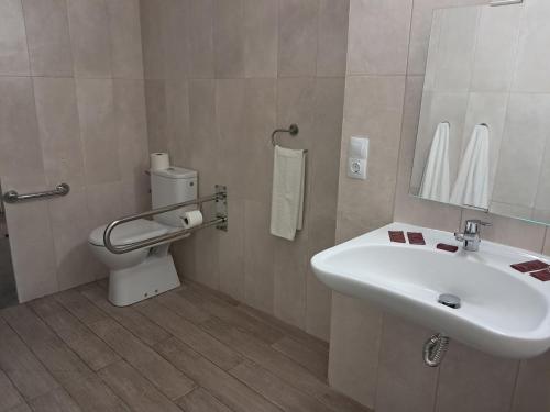 a bathroom with a sink and a toilet at CabraBerry in Cabra de Mora