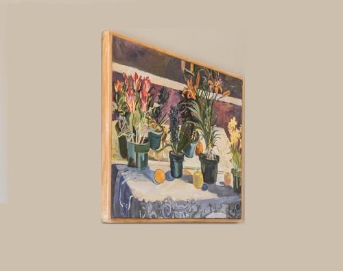 a painting of flowers in vases on a table at Next to Sea Gallery in Topsail Beach