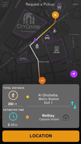 uno screenshot di un cellulare con una mappa di WeStay Capsule Hostel a Dubai
