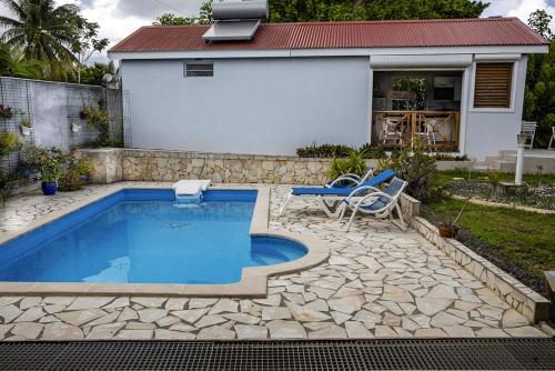 Bazén v ubytování Charmant bungalow à Baie-Mahault avec piscine privée nebo v jeho okolí