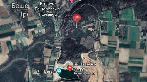 a map with two red spots on it at BELI KAMEN Vikendica in Besenovacki Prnjavor