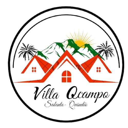 a logo for a resort with mountains and palm trees at Villa Ocampo in Salento