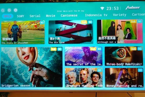 a television screen with a bunch of movies on it at New! 9 pax Georgetown Heritage Pre-war House 3BR in George Town