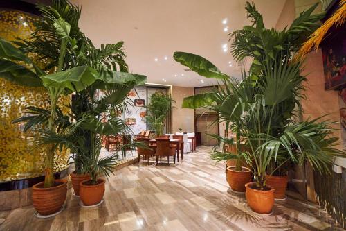 a room filled with lots of potted plants at Wyndham Grand Plaza Royale Chenzhou in Chenzhou