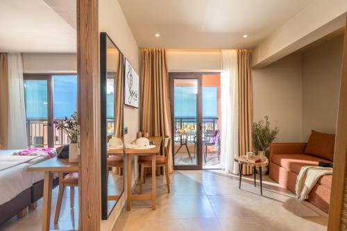Ένα ή περισσότερα κρεβάτια σε δωμάτιο στο Hotel Pyriá