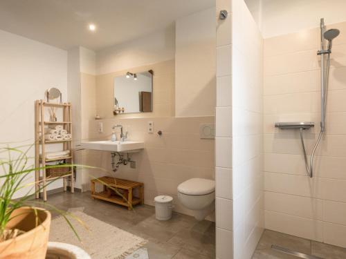 un baño con inodoro y lavabo en Holiday Home Bruni by Interhome, en Manderscheid