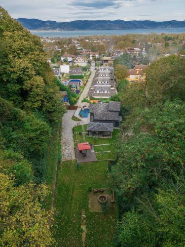 an aerial view of a park with a row of houses at Alfa Suites & SPA in Sapanca