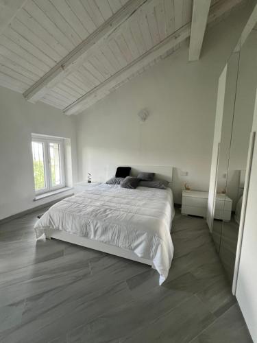 a bedroom with a large bed in a white room at Belvedere in Villata