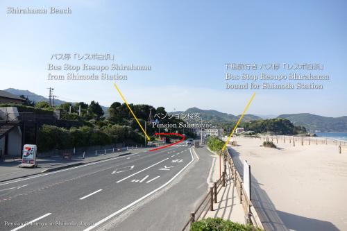 a view of a road with the names of the cities at ペンション桜家 in Shimoda