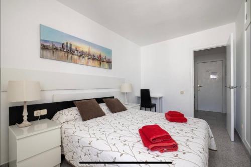 Posteľ alebo postele v izbe v ubytovaní Beach Apartment in Calafell