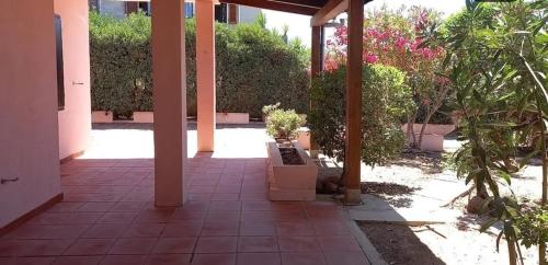 a patio with a bunch of plants and a building at Villetta Macchia Mediterranea in Cuglieri