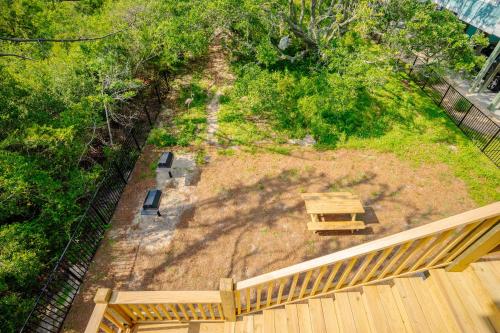 an overhead view of a picnic table on a deck at All Sands On Deck in Oak Island