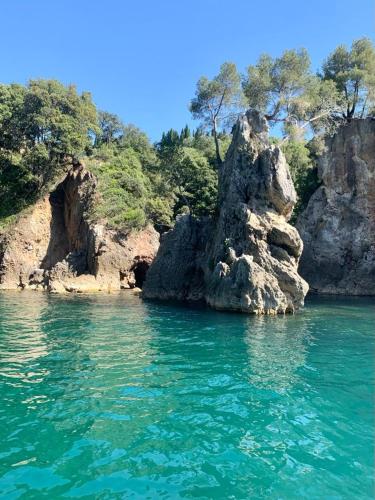 a large rock in the middle of a body of water at Relax a pochi passi dal Mare in Arcola