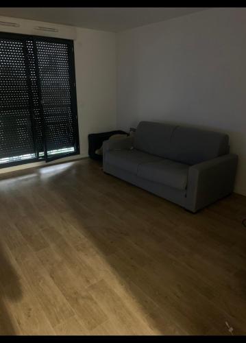 - un salon avec un canapé et du parquet dans l'établissement Séjour et appartement, au Kremlin-Bicêtre