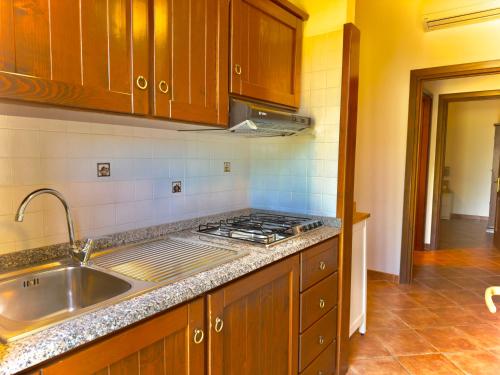 a kitchen with a sink and a stove top oven at Pianferrari Agriturismo in Maremma in Alberese