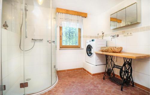La salle de bains est pourvue d'une douche et d'un lave-linge. dans l'établissement 3 Bedroom Beautiful Home In Strallegg, à Strallegg