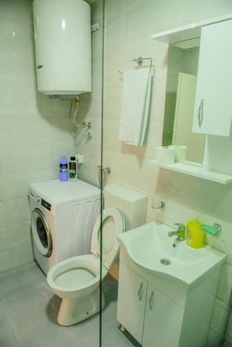 a bathroom with a toilet and a sink at Panorama Plužine Apartment in Pluzine