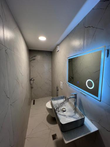 un bagno con lavandino e WC di Green Villa 2 a Vlorë