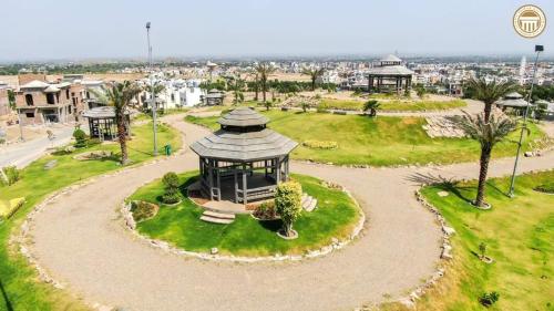 an aerial view of a park with a gazebo at Vip homes jhelum in Jhelum