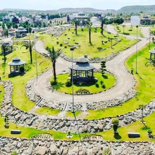 an aerial view of a park with a gazebo at Vip homes jhelum in Jhelum