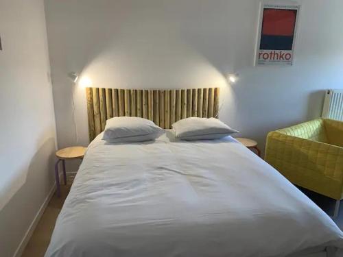 a bedroom with a large bed with two pillows at Studio hypercentre résidence standing in Belfort