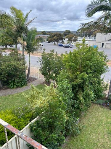 a view of a beach from a balcony with trees at Sunshine Seven in Salisbury