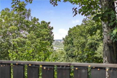 a view of trees from behind a fence at The Ridge London - Luxury Designer Villa with hot tub and sauna, Bexley borough of London in London