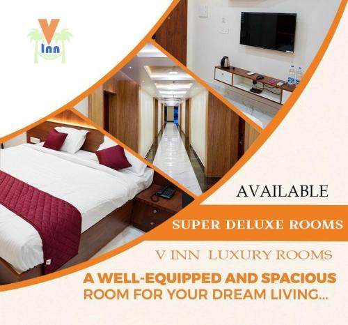 Una cama o camas en una habitación de Lakshmi Mahal - V Inn
