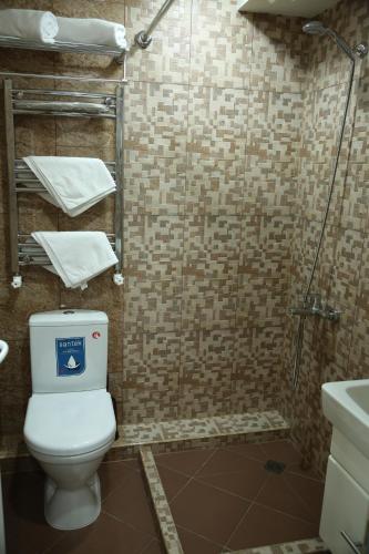 a bathroom with a toilet and a shower at Vell Grey Hotel in Martuni