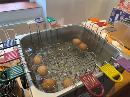 a sink full of water with balls in it at Hotel Praha in Broumov