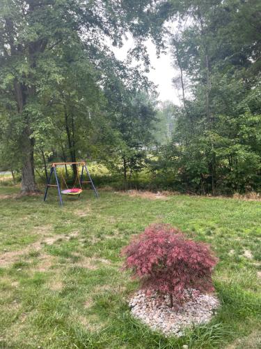 a playground in a field with a swing at Serenity away from the big city in Amelia