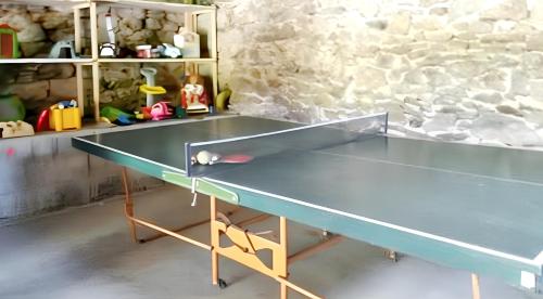 a ping pong table in a room with a wall at Maison de 3 chambres avec jardin clos a Lacam d'Ourcet in Lacam-dʼOurcet