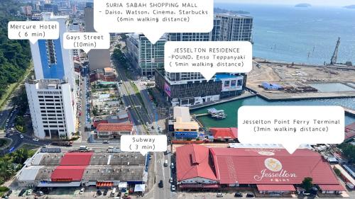 an overhead view of a city with buildings at JQ Unity Homestay 2 High Floor Seaview Netflix 6pax in Kota Kinabalu