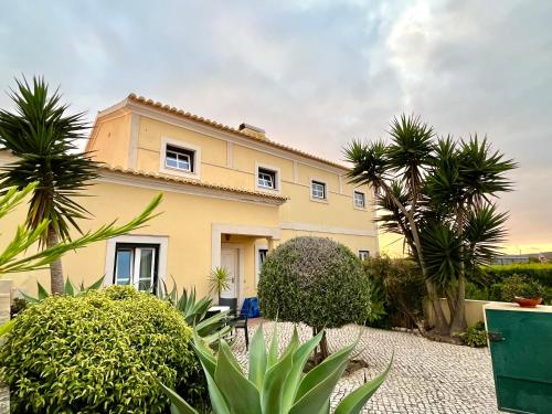a house with palm trees in front of it at Pita's House - Villa Sagres 2 in Sagres